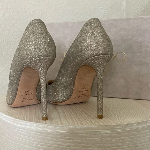 Jimmy Choo Romy 85 SIZE 39.5 Glitter Pointy Toe Pumps - Picture 9 of 9